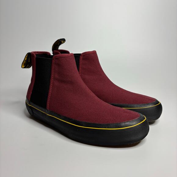 Dr. Martens Women's Phoebe Canvas Chelsea Sneaker Boots in Cherry Red - Picture 7 of 11